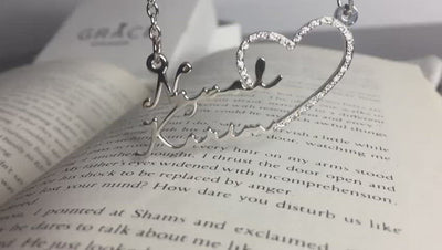 Double Name Necklace With Heart