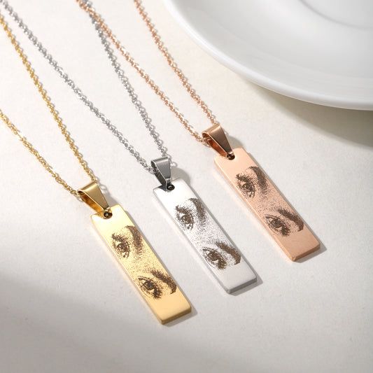 Personalized Eye's Engraved Necklace